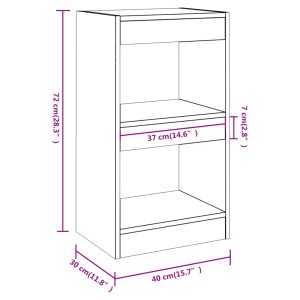 Schwarzes VidaXL Bücherregal/Raumteiler, 40x30x72cm, mit zwei Fächern. Ideal als Wandregal.