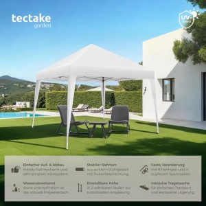 Tectake Pavillon Linosa 3 x 3 M Faltbar und Wasserabweisend  300 x 300 x 255 cm Weiß
