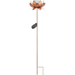 Solar-Dekospieß LED Kupfer, 90 cm, in Blumenform für Garten und Wege.