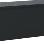 Schwarze Auflagenbox Buntine (1100 l) aus Polyrattan für Gartenauflagen und -utensilien.