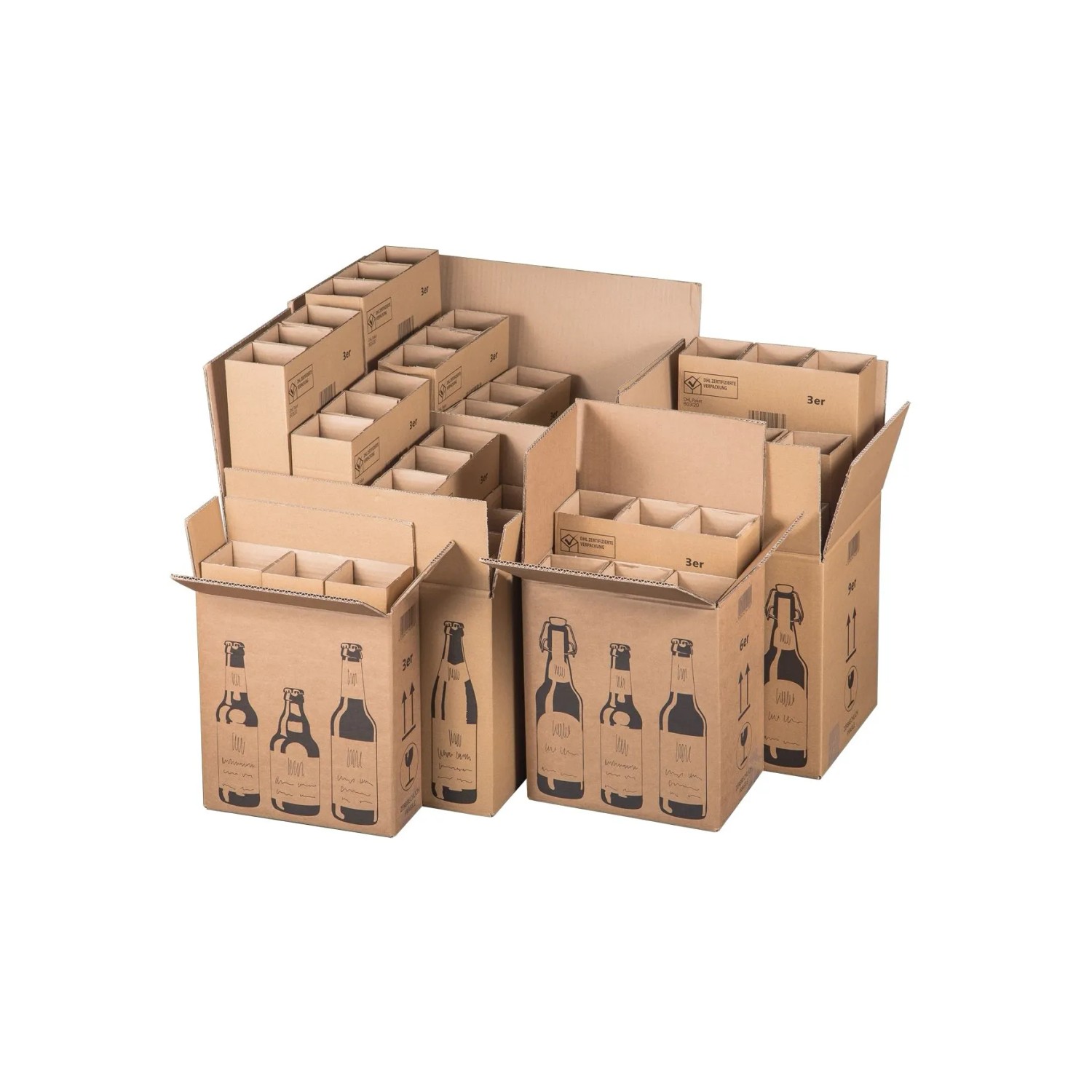 PROREGAL Mega Deal 10x Bierversandkarton 9 Flaschen LxBxH 265x255x288mm Braun Flaschenversandkarton