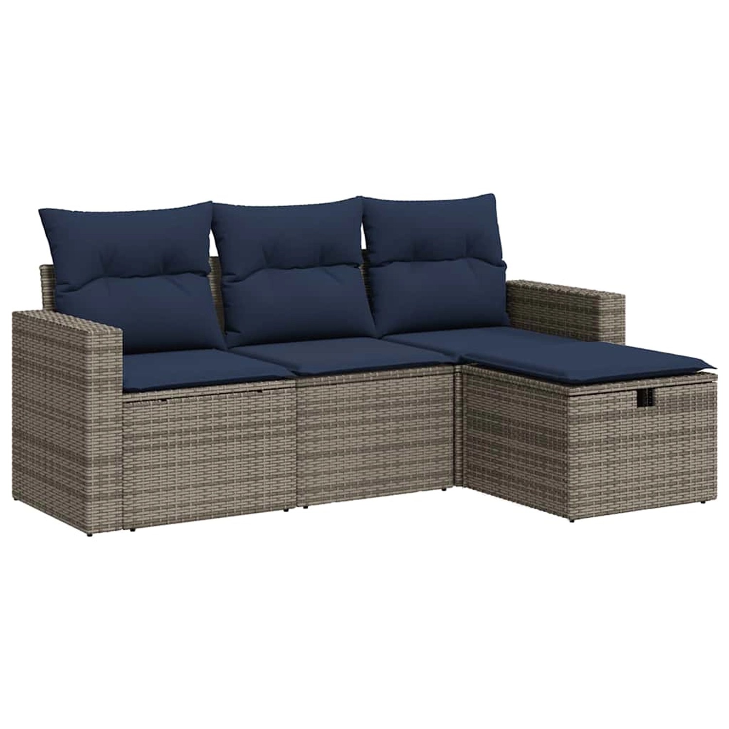 vidaXL 4-Tlg Garten-Sofagarnitur mit Kissen Grau Poly Rattan 3325357 günstig online kaufen