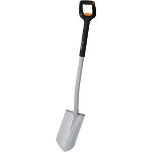 Fiskars Xact Gärtnerspaten, Teleskop, spitz, orange-schwarz. Ideal zum Umgraben und für Gartenarbeiten.