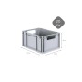 Graue PROREGAL Eurobox Nextgen Economy, 20 Liter, mit Maßangaben. Aufbewahrungsbox für Industrie und Gewerbe.
