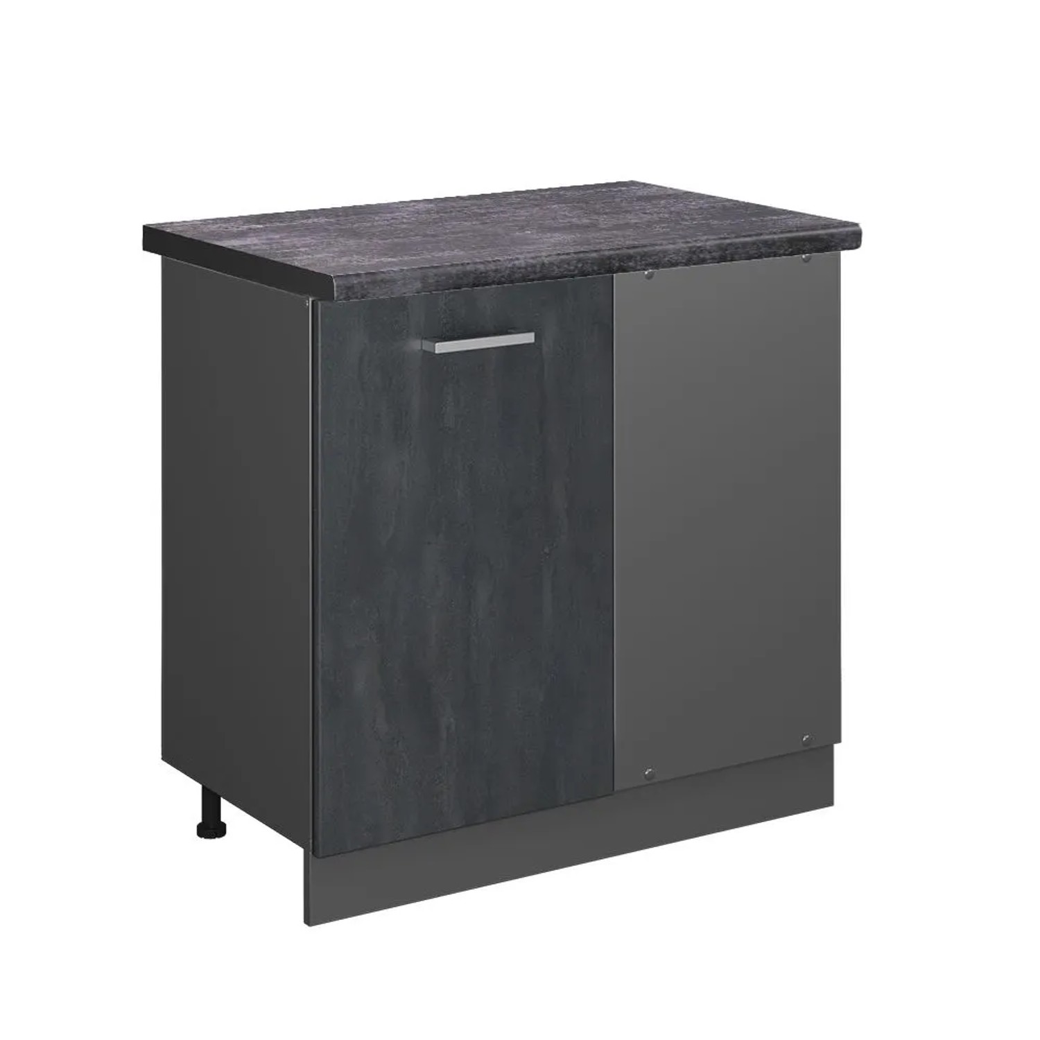 Vicco Eckunterschrank R-Line Schwarz Beton Anthrazit 86 cm AP Anthrazit