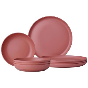 Mepal Silueta 8-teiliges Tafel-Set in Vivid Mauve: 4 Speise- und 4 Suppenteller aus PET.