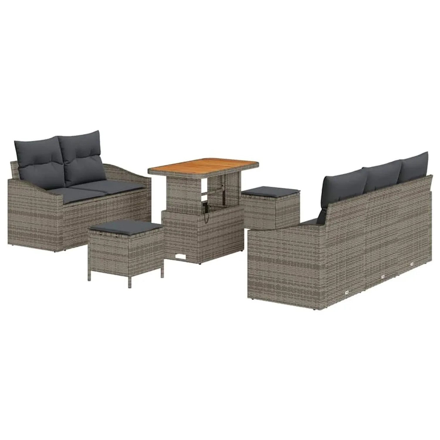 Thumbnail - vidaXL Garten-Sofa-Set mit Kissen mit Speicher 8-Tlg Grau 3364553
