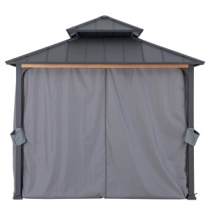 Graue Sunjoy Vorhänge für Zedernholz Gazebo 300x300 cm, Terrassenüberdachung.
