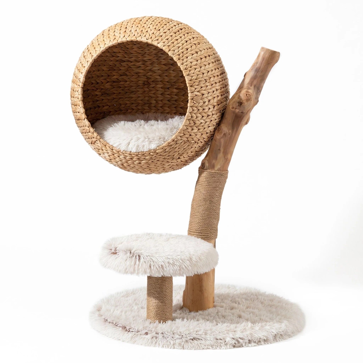 Fudajo Kratzbaum Zweigdesign Katzenkorb 83Cm Katzenkratzbaum Holz Katzenbaum