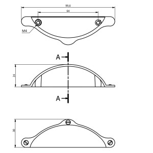 SOTECH Muschelgriff ERIKA BA 64 mm Messing Brüniert