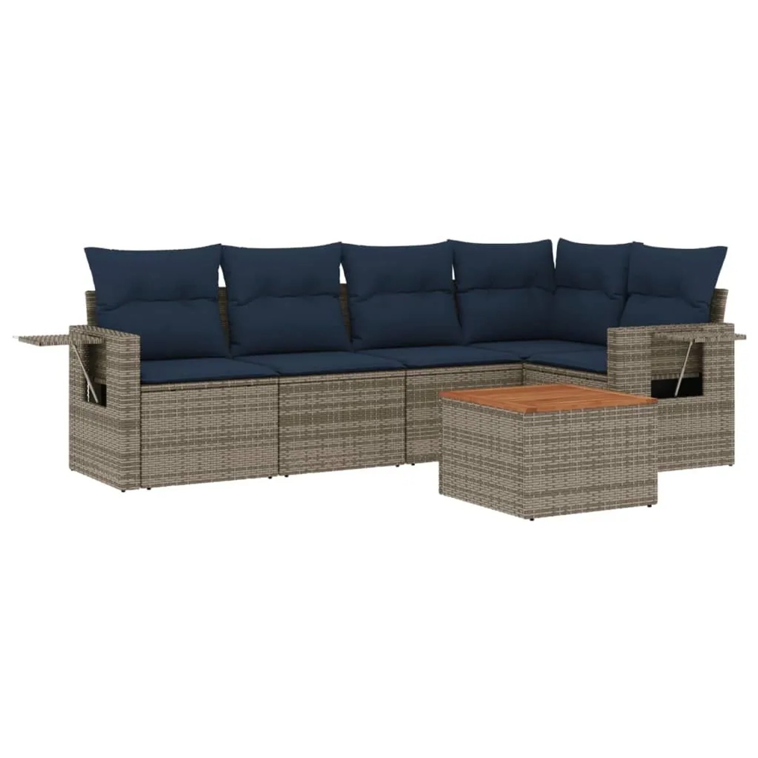 vidaXL 6-Tlg Gartensofa-Set mit Kissen Grau Polyrattan 3224556 günstig online kaufen