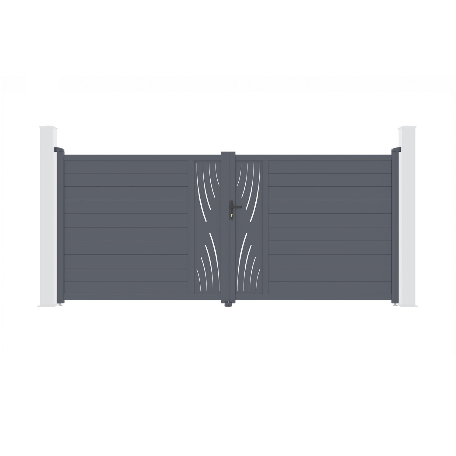 Casanoov Flügeltor 4M Veleta H 180Cm & 2 Pfosten H 190Cm Aluminium Grau günstig online kaufen