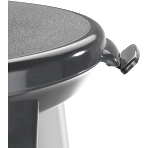 Detailaufnahme: Runder, drehbarer Wenko Duschhocker Secura Premium in Anthrazit.