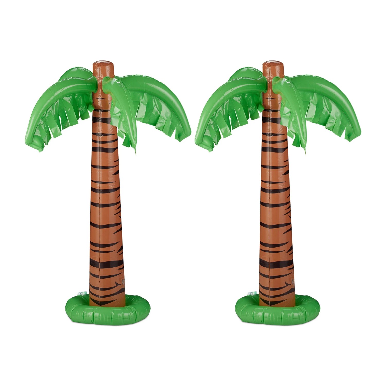Relaxdays Dekopalmen 2er Set PVC Grün Braun Aufblasbar 80 cm x 62 cm 170 g