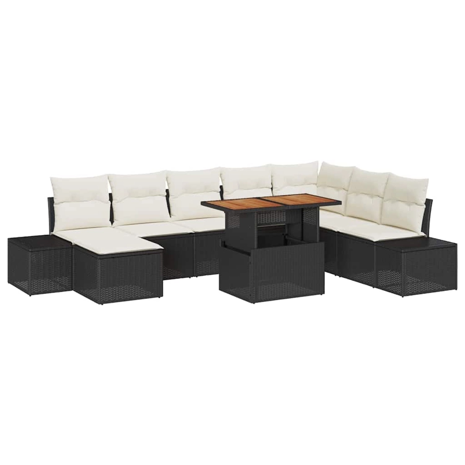 vidaXL Garten-Sofa-Set mit Speicher 9-Tlg Schwarz Poly Rattan 3358735 günstig online kaufen
