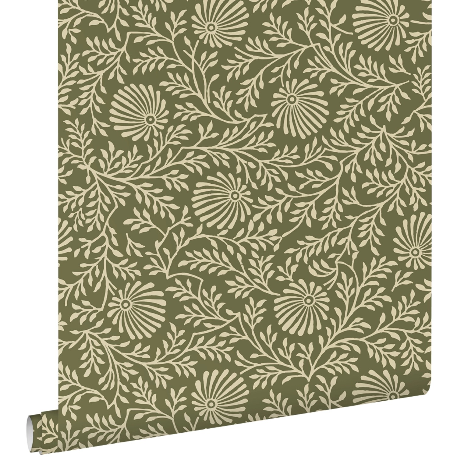ESTAhome Tapete Blumenmuster Olivgrün 50 x 900 cm günstig online kaufen
