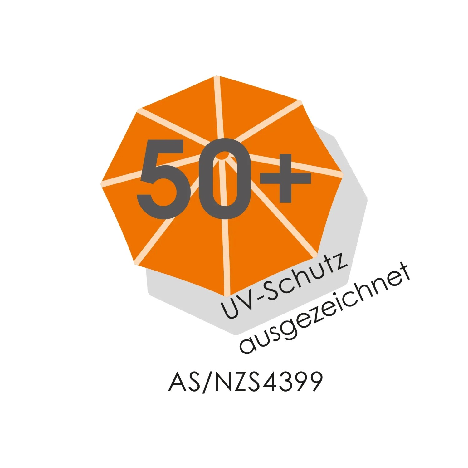 UV-Schutz 50+ Siegel für Schneider Balkonschirm Apricot.