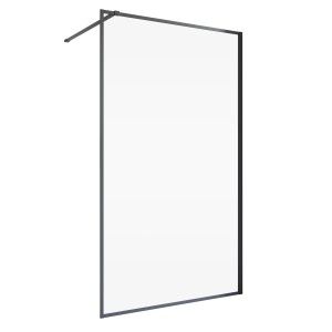 Schulte Duschwand Walk In Trend 2.0, 200x90 cm, Mattschwarz. Barrierefreie Duschabtrennung mit Glas.