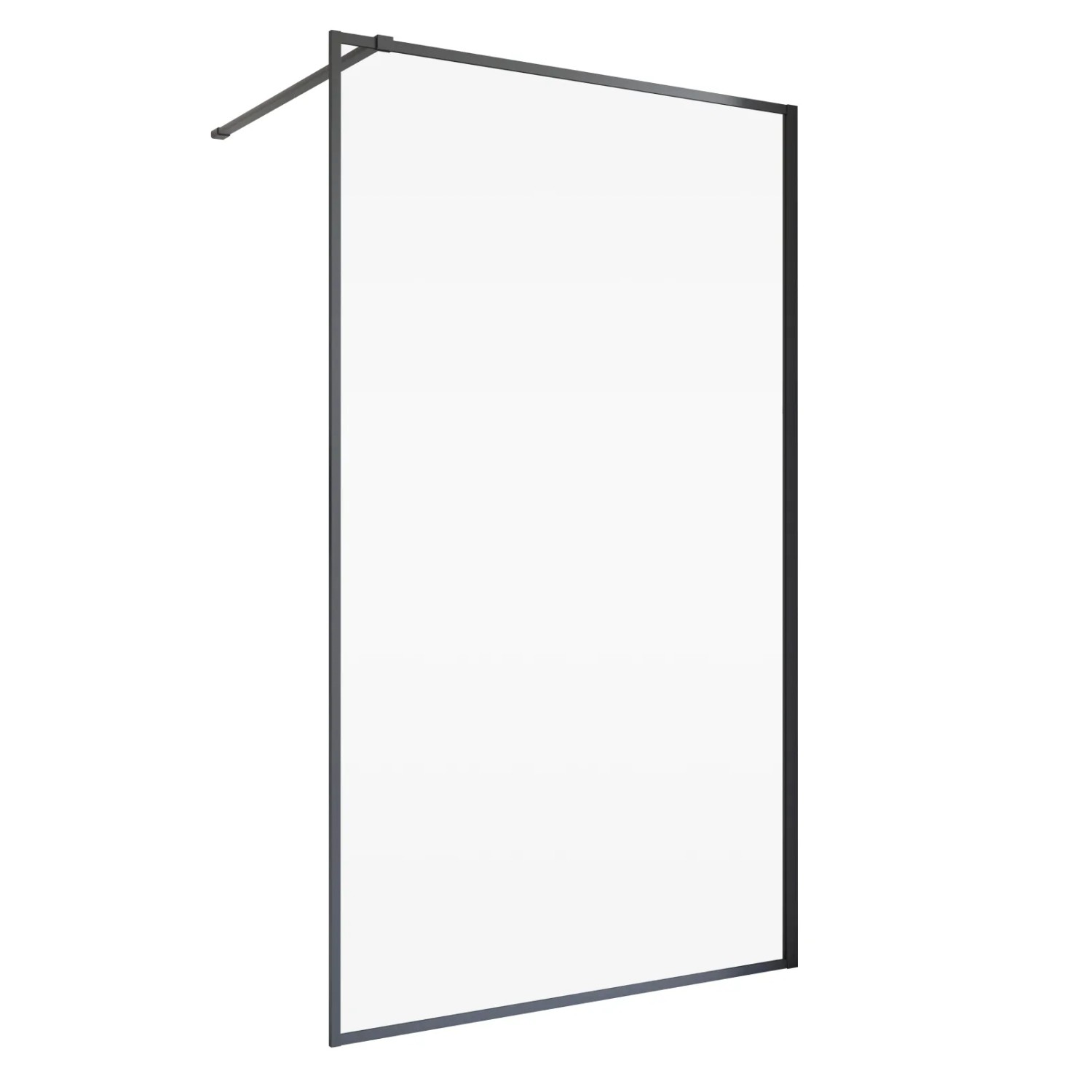 Schulte Duschwand Walk In Trend 2.0, 200x90 cm, Mattschwarz. Barrierefreie Duschabtrennung mit Glas.
