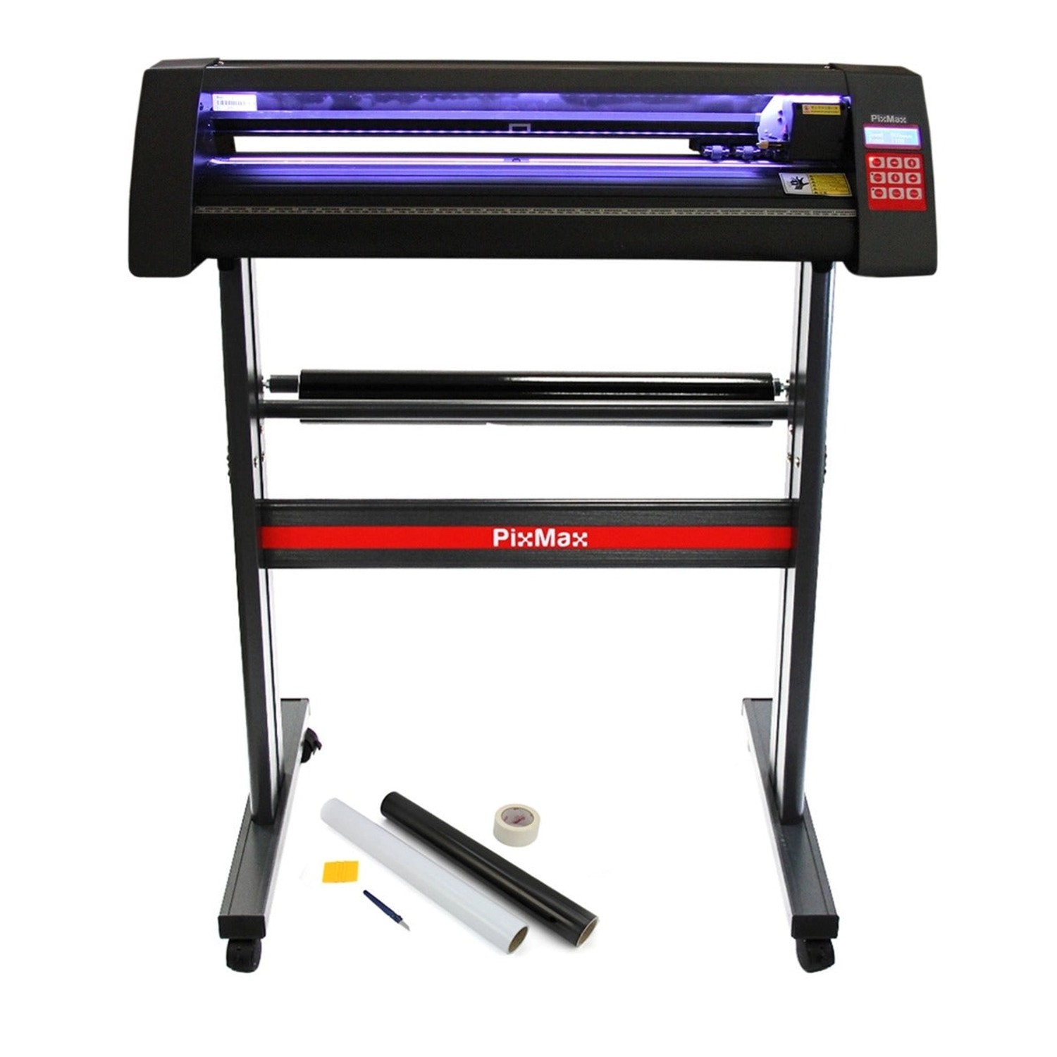 Monstershop 720mm LED Schneideplotter mit Zubehör und Signcut Pro auf einem Bild.