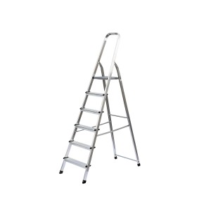 PROREGAL Haushaltsleiter mit 6 Stufen aus Aluminium, einseitig begehbar.