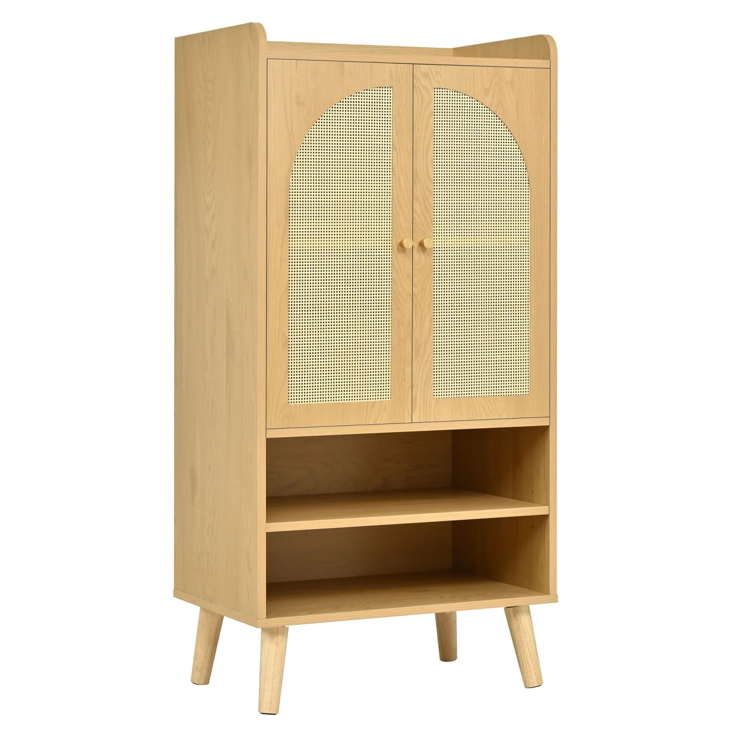 okwish Sideboard mit Rattantüren Stauraum Flur 60x40x121cm Natur
