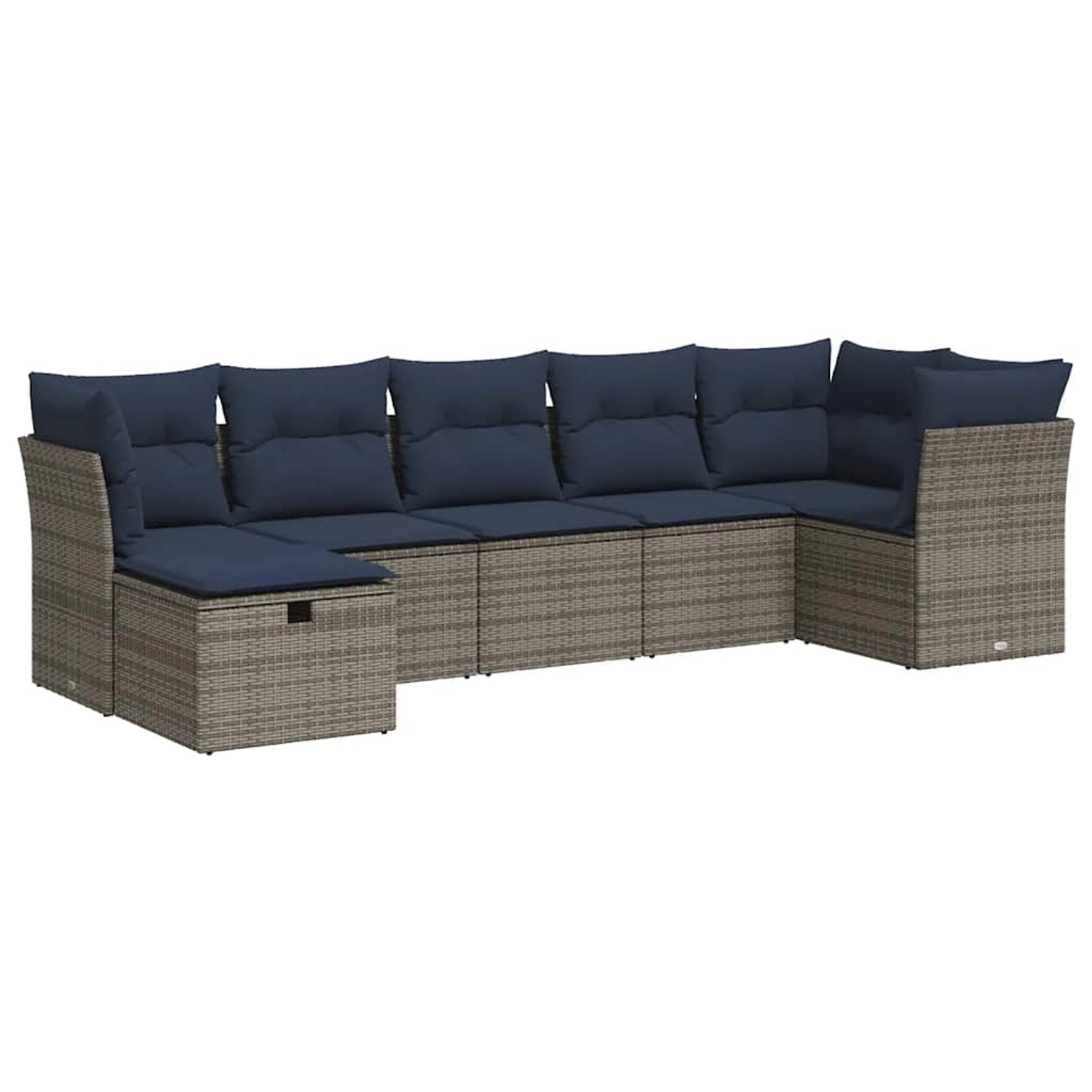 vidaXL 7-Tlg Garten-Sofagarnitur mit Kissen Grau Poly Rattan 3325307 günstig online kaufen