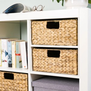 HMF 37243-S4 Aufbewahrungskorb Korb Geflochten Wasserhyazinthe Seegras Kallax Halbes Fach 30x34x15cm