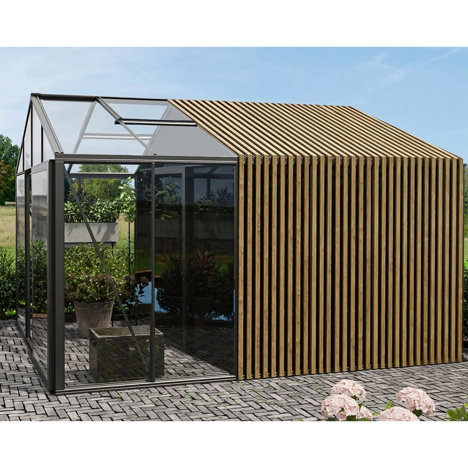 Bloomcabin Premium-Qualität Gewächshaus Klassik mit Grossem Integriertem Stauraum mit Accoya-Fusion GHCLSAF4