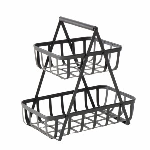 Schwarze Boltze Etagere Lennja, 2-stöckig, aus Metall, 37x23x36,5 cm, für Küchen-Ordnung.