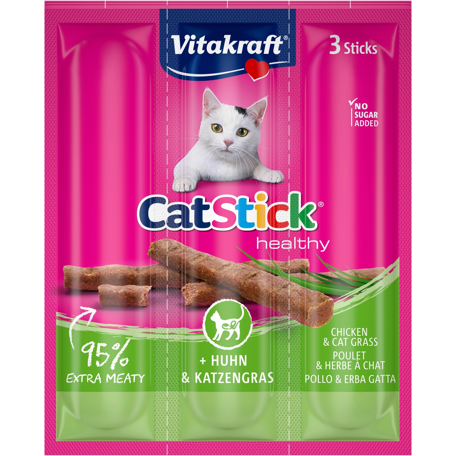 Vitakraft Katze Stick Huhn und Katzengras 3 Stück/ 18 g