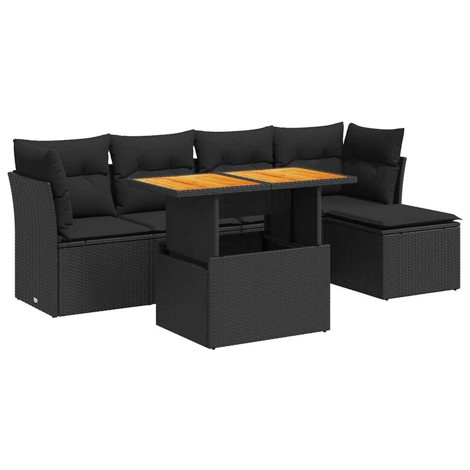 vidaXL 6-Tlg Garten-Sofagarnitur mit Kissen Schwarz Poly Rattan 3326911 günstig online kaufen