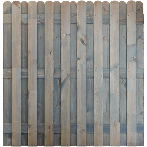 Grauer Bohlenzaun KDI, 180x180 cm, für Sichtschutz im Garten.