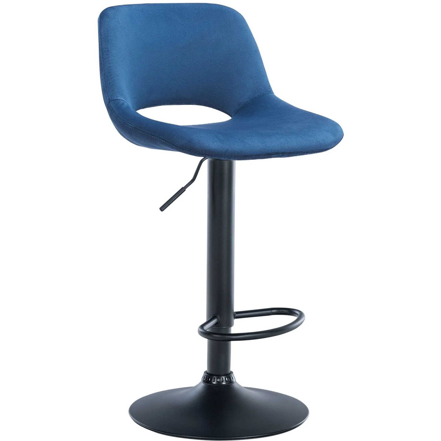 DELUKE Barhocker JAKSON Blau Samt Schwarz Barstuhl Mit Lehne Tresenhocker Tresenstuhl