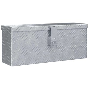 DELUKE Aluminiumbox Mit Deckel Abschließbar Alubox Deichselbox Alu Anhängerbox Werkzeugkiste Transportbox Metallkiste 48,5x14x20cm Silber