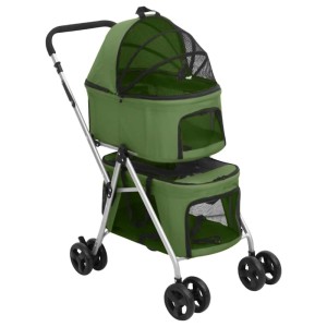 vidaXL Hundewagen für 2 Hunde Faltbar Grün 83x48x97 cm Oxford-Gewebe 172207