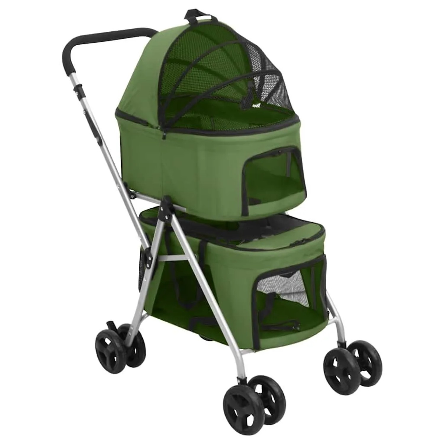 vidaXL Hundewagen für 2 Hunde Faltbar Grün 83x48x97 cm Oxford-Gewebe 172207
