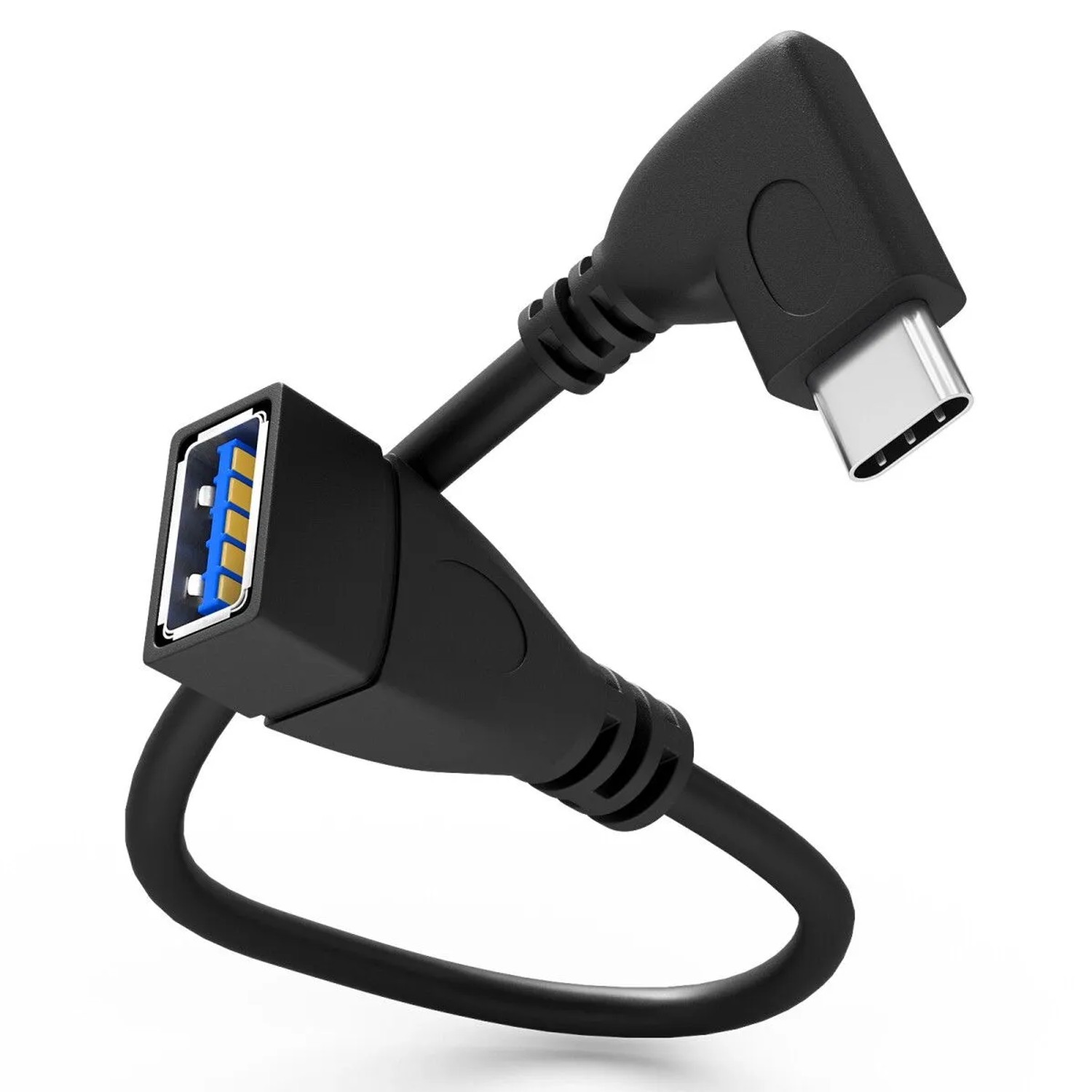 hb-digital USB C Adapter 3.0 Winkeladapter 90° USB C Stecker auf USB A Buchse