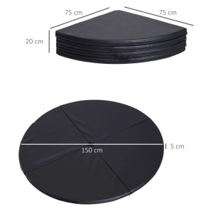 Schwarze, faltbare HOMCOM Tanzstangenmatte aus Kunststoff, Ø 150 cm, 5 cm dick. Ideal für Sport & Fitness.