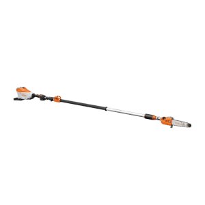 Stihl Akku-Hochentaster HTA 160, orange-grau, mit langem Teleskopschaft und Sägekopf. Für Baumpflege und Astsägen.