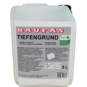 Baufas Tiefengrund ELF 5 l im weißen Kanister. Grundierung zur Untergrundverfestigung.