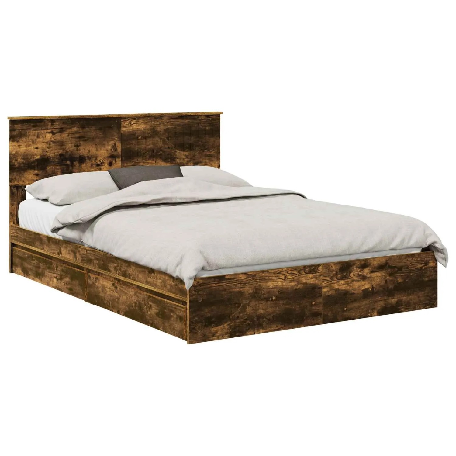 vidaXL Aufbewahrungsbett Geräucherte Eiche 135 x 190 cm Holzwerkstoff 3410809