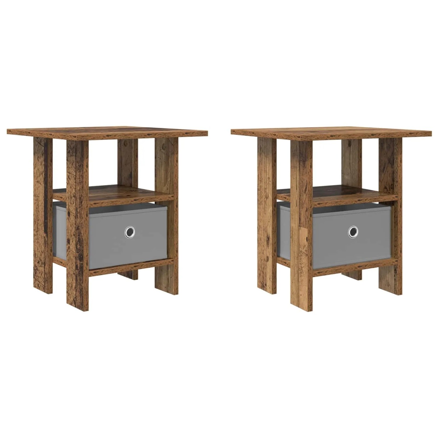 vidaXL Nachttisch 2 Stk Altholz 41 x 40 x 45 cm Holzwerkstoff 8000433