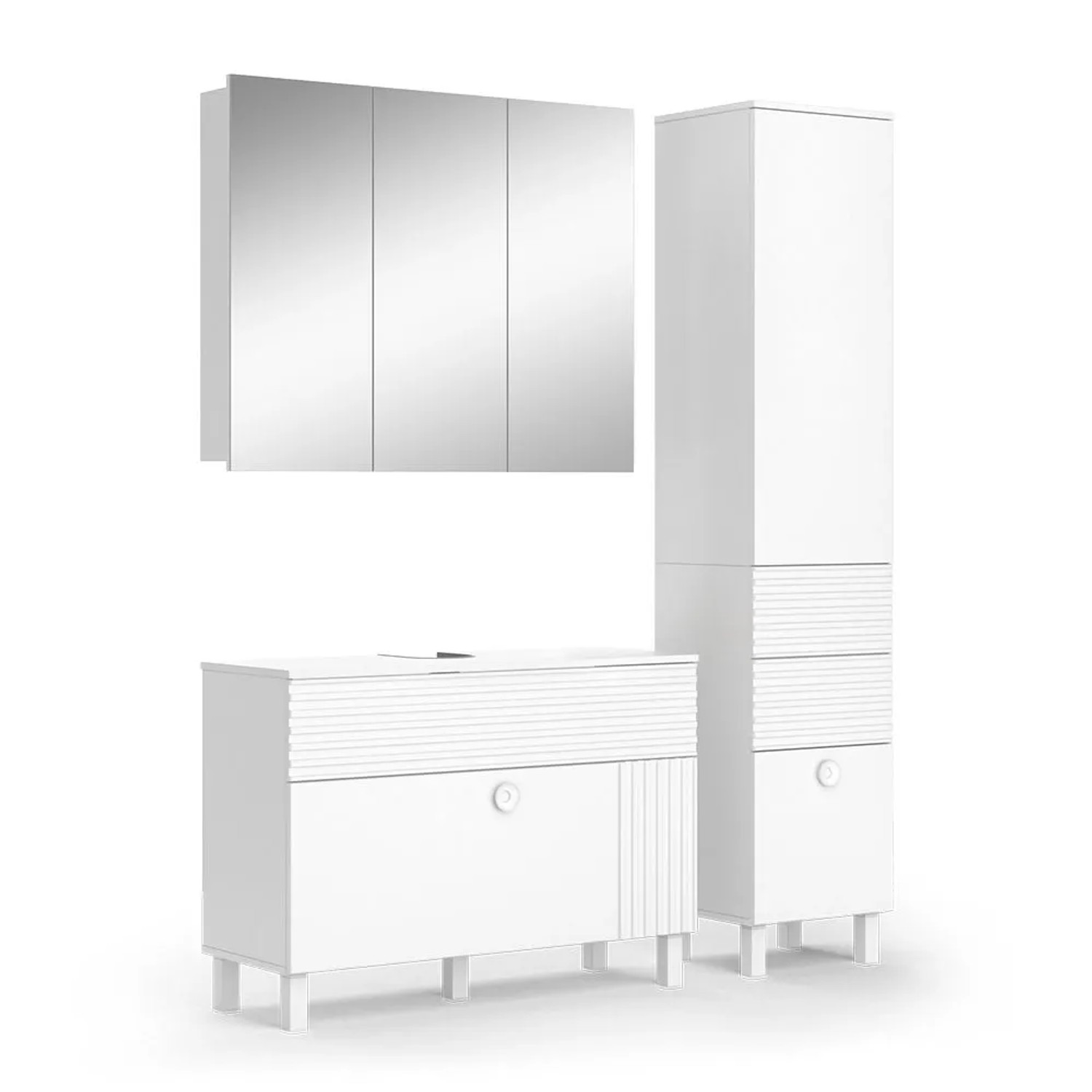 Vicco Badmöbel-Set Sola Weiß 100 x 72 3-teilig
