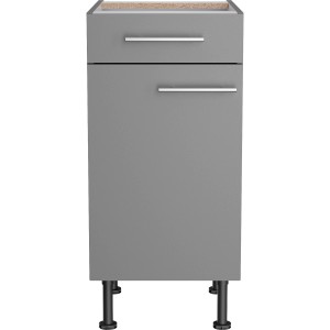 Optifit Unterschrank Mats825, 40 cm, Basaltgrau mit Schublade und Tür.