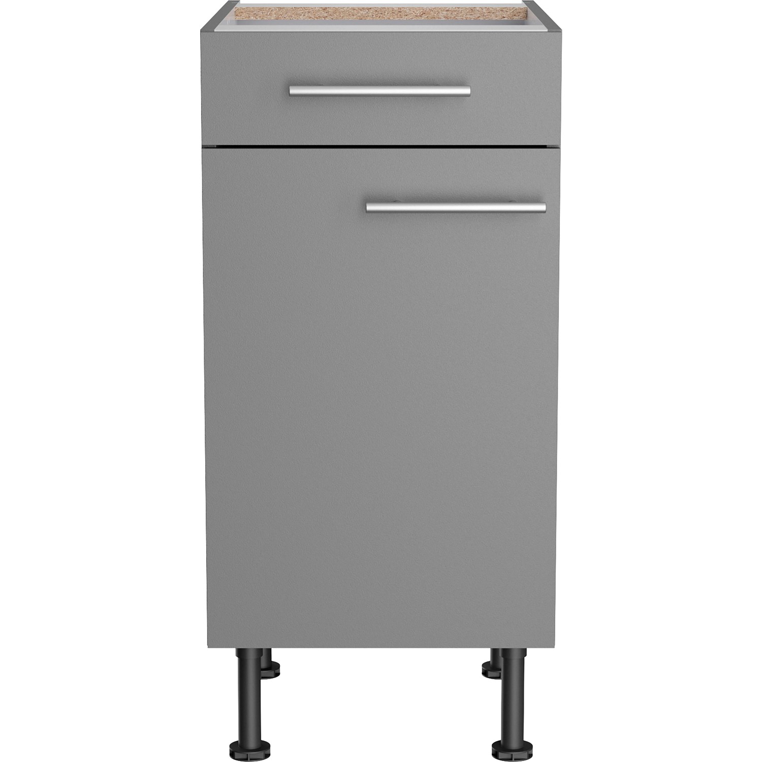 Optifit Unterschrank Mats825, 40 cm, Basaltgrau mit Schublade und Tür.