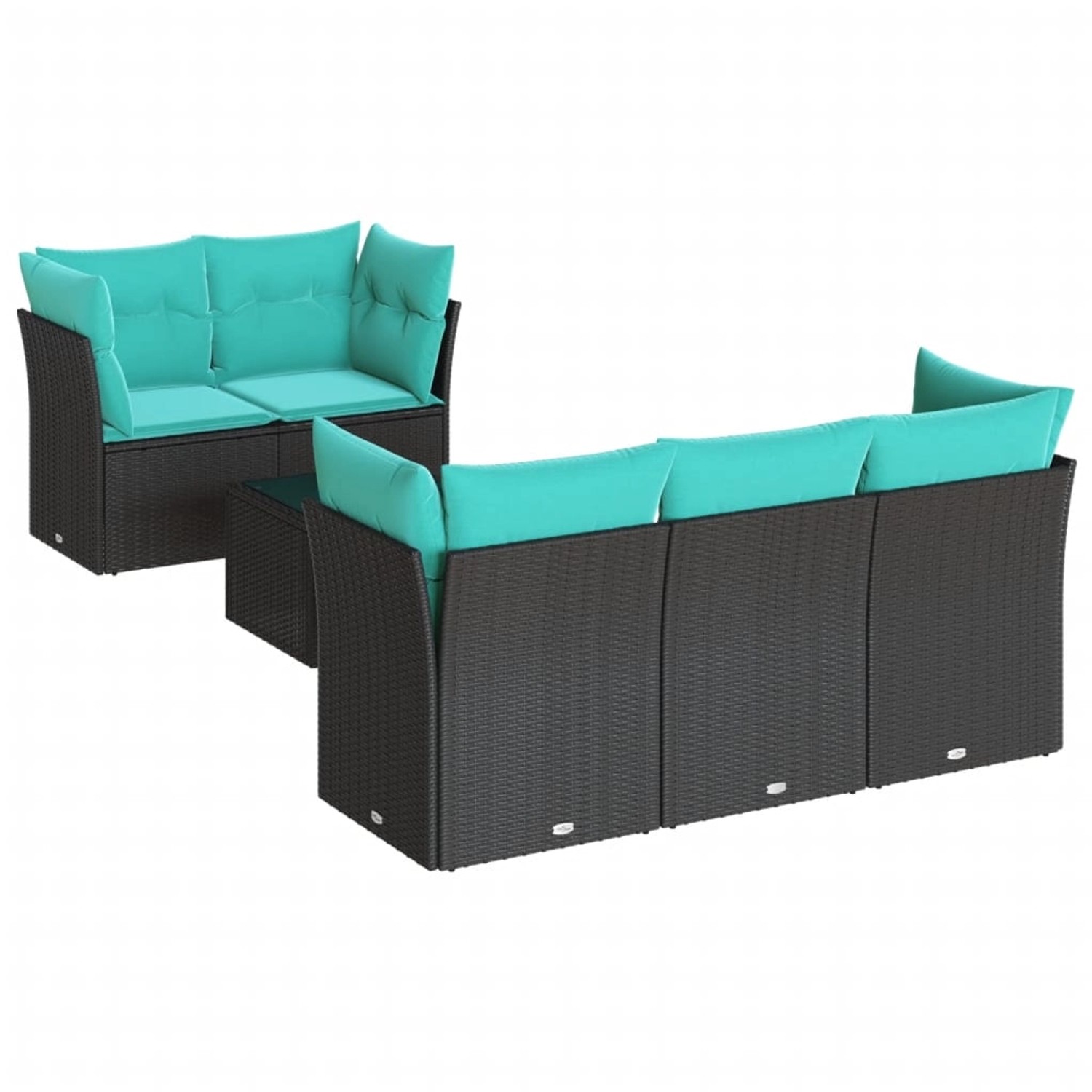vidaXL 6-Tlg Garten-Sofagarnitur mit Kissen Schwarz Poly Rattan 3217247 günstig online kaufen
