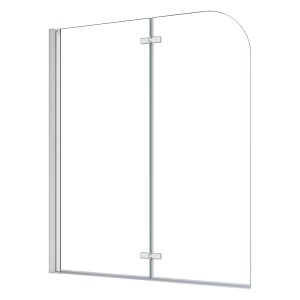 AICA Badewannenfaltwand 90x140cm mit chromfarbenem Rahmen und klarem Glas.