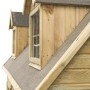 Detailansicht: SwingKing Spielhaus Milan mit Dachpappe und Fenstern.