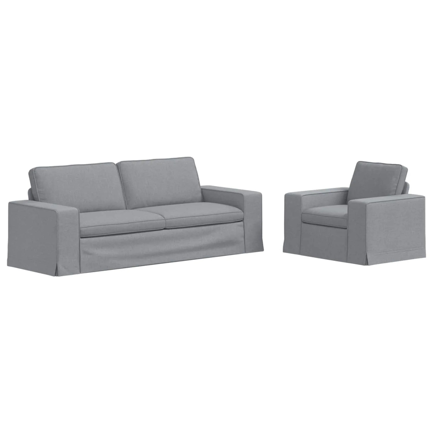 vidaXL Sofa 2-Tlg Hellgrau 182 x 80 x 82 cm Stoff 3407588